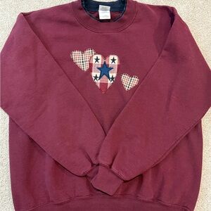 Women’s Burgundy Heart Patch Sweater
